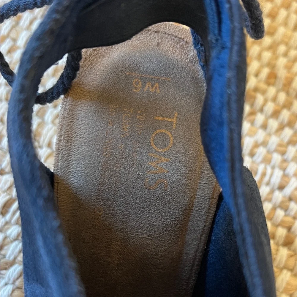 Toms Blue Suede Wedge Sandals